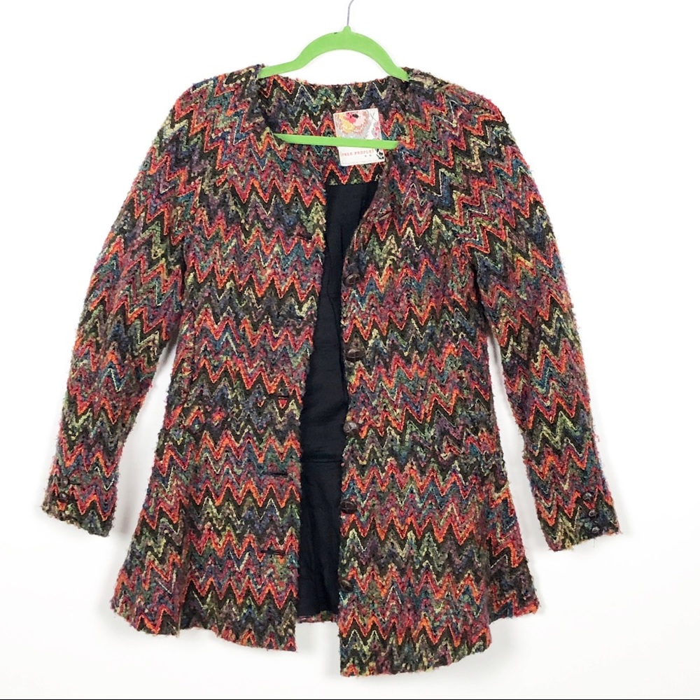 Free People zig zag sweater coat size M